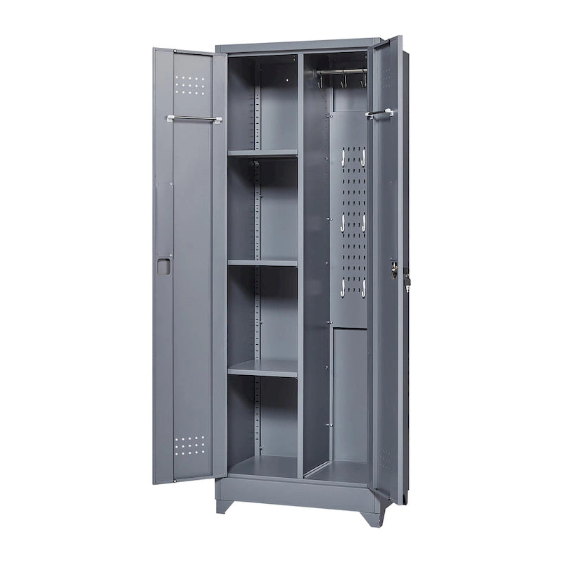 Meuble de rangement métallique avec porte verrouillable et range-balai