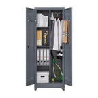 Meuble de rangement métallique avec porte verrouillable et range-balai