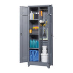 Meuble de rangement métallique avec porte verrouillable et range-balai