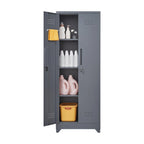 Meuble de rangement métallique avec porte verrouillable et range-balai