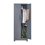 Meuble de rangement métallique avec porte verrouillable et range-balai