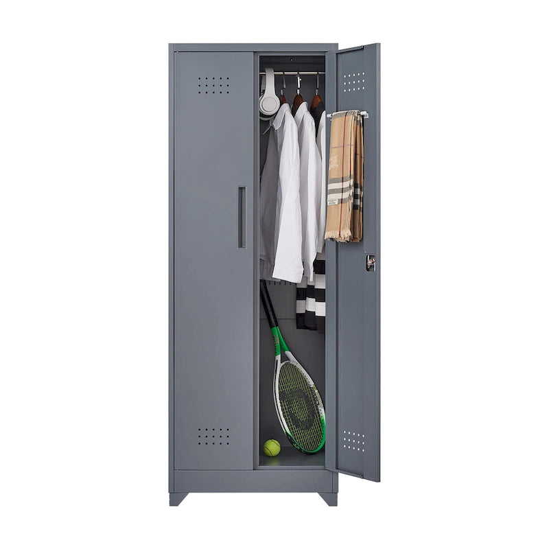 Meuble de rangement métallique avec porte verrouillable et range-balai