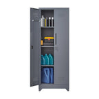 Meuble de rangement métallique avec porte verrouillable et range-balai
